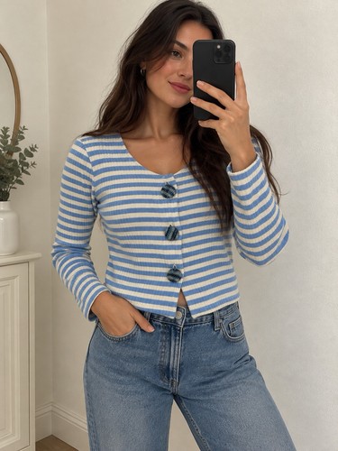Per una striped ribbed - per,